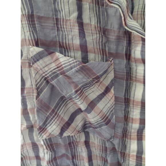 Cloth & Stone Women's Purple Blue Plaid Short Sleeve Button Down Shirt Size XL - Picture 3 of 12